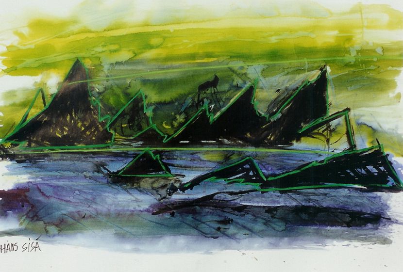 GARTENSCHAU, Lichtdesign, Stimmung 5, Aquarell, 62 x 88 cm